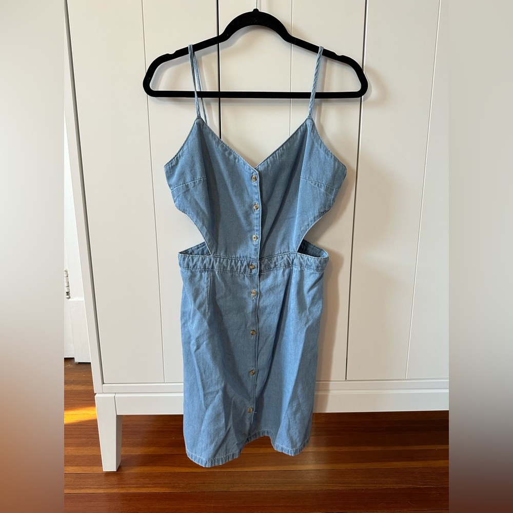 Topshop Denim Dres with Side Cutout